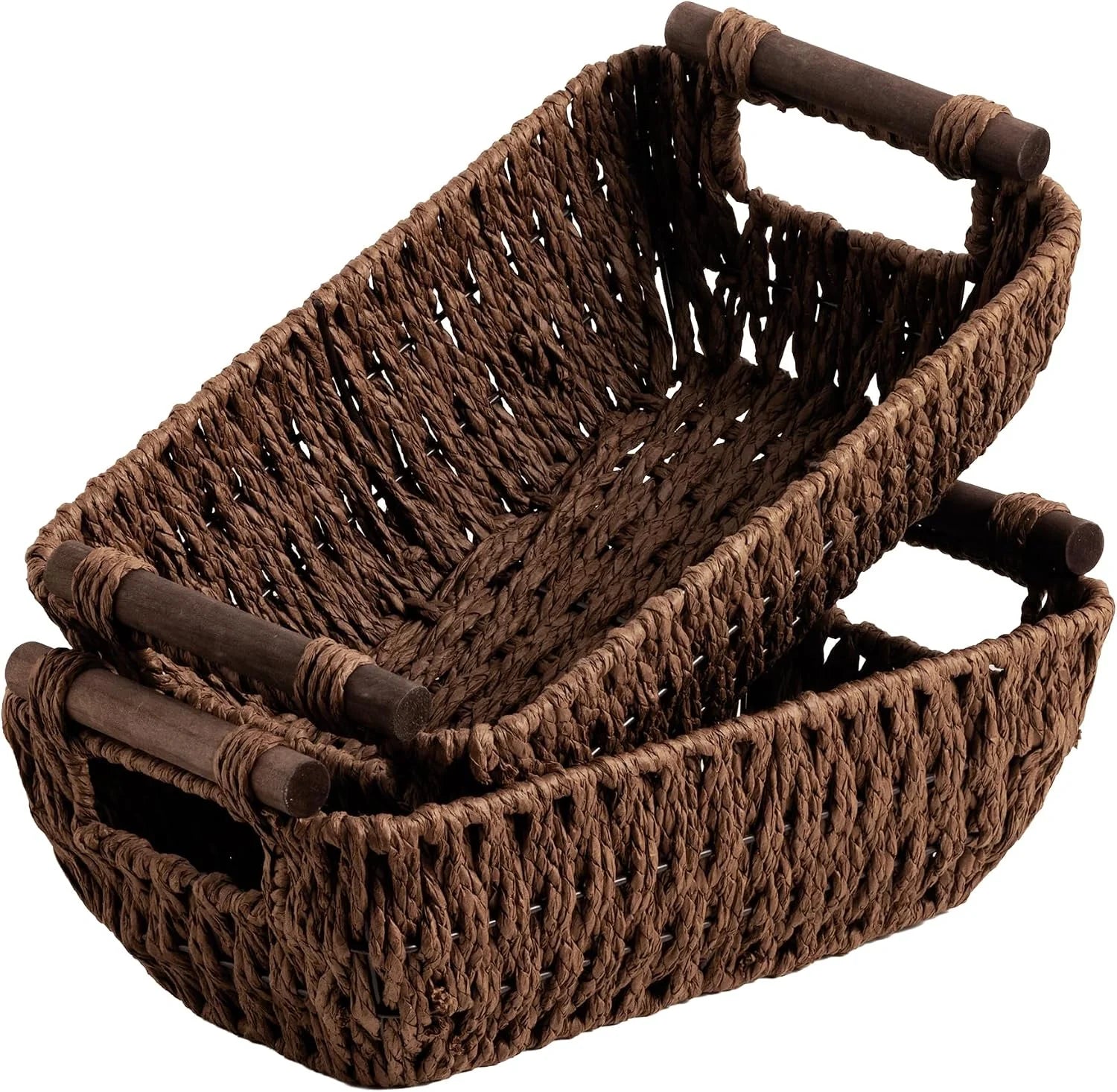StorageWorks Wicker Baskets for Organizing, Water Hyacinth Storage Baskets, Wicker Storage Baskets for Shelves bifanuoyard - Image 15