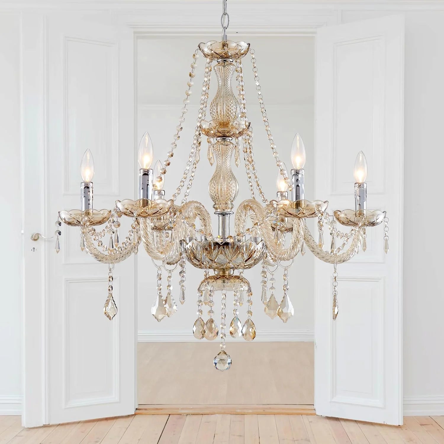 Mossi 5 Light Modern Contemporary Elegant K9 Crystal Glass Chandelier Pendant Ceiling Lighting Fixture - Image 2