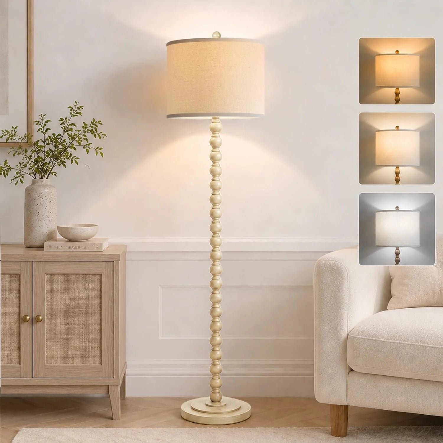 New Arrivals Farmhouse Floor Lamp, 3-Color Temperature, Rotary Switch, Rustic Resin Tall Lamps for Living Room - Image 2