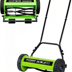 New Arrivals 14-Inch 4-Blade Push Reel Lawn Mower, Manual Reel Push Mower, Walk-Behind Lawn Mowers, 5-Position Cutting – For Lawn Care