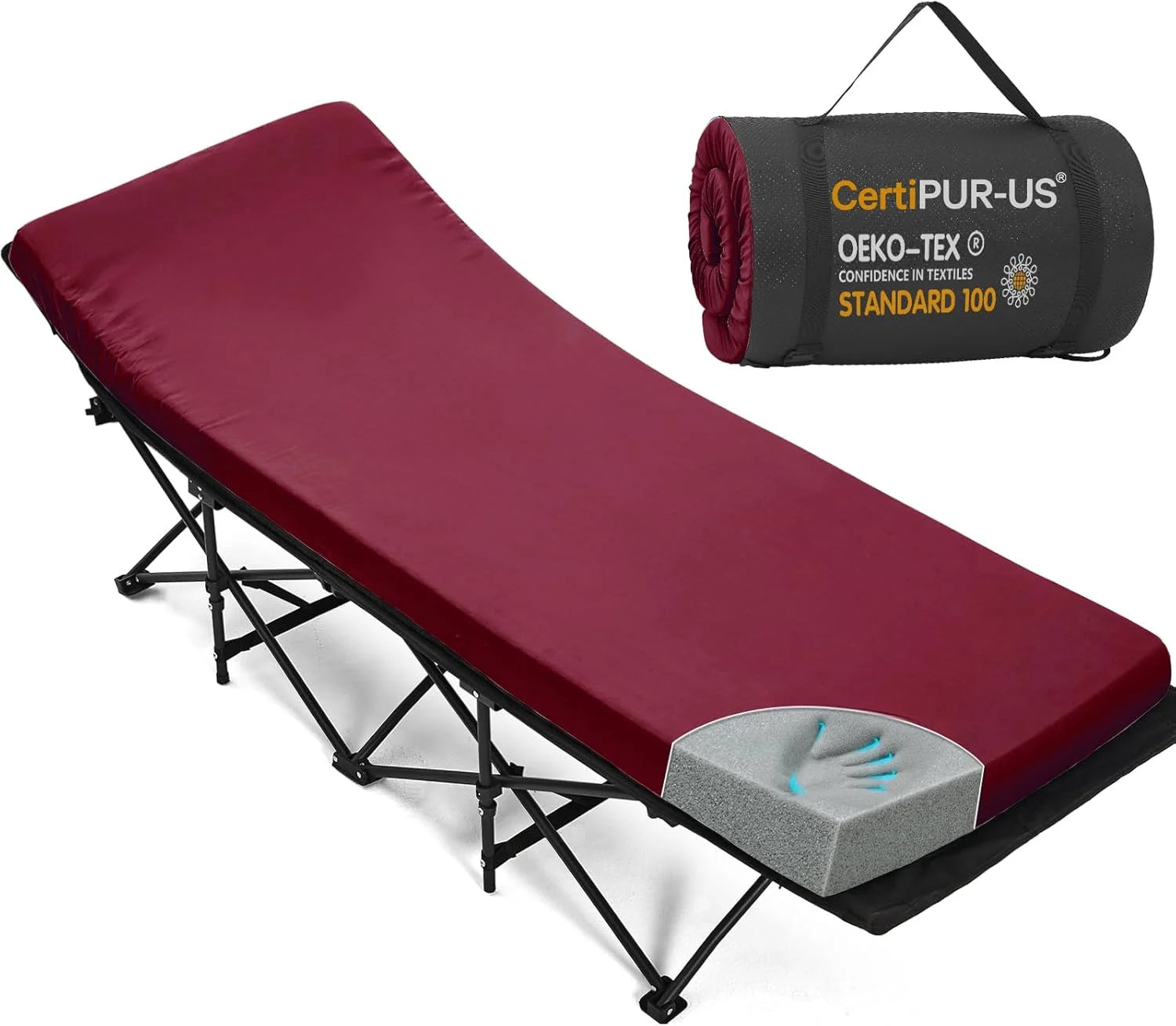CYMULA Camping Cot Pad 2 Inch Memory Foam, Camping Pad for Folding Cot and Foldable Cot, Portable Roll Up Camp Gear for bifanuoyard - Image 10
