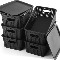 Alternative view of Plastic Storage Baskets 6 Pack Sturdy Storage Organizer Basket Woven Plastic Storage Bins for bifanuoyard