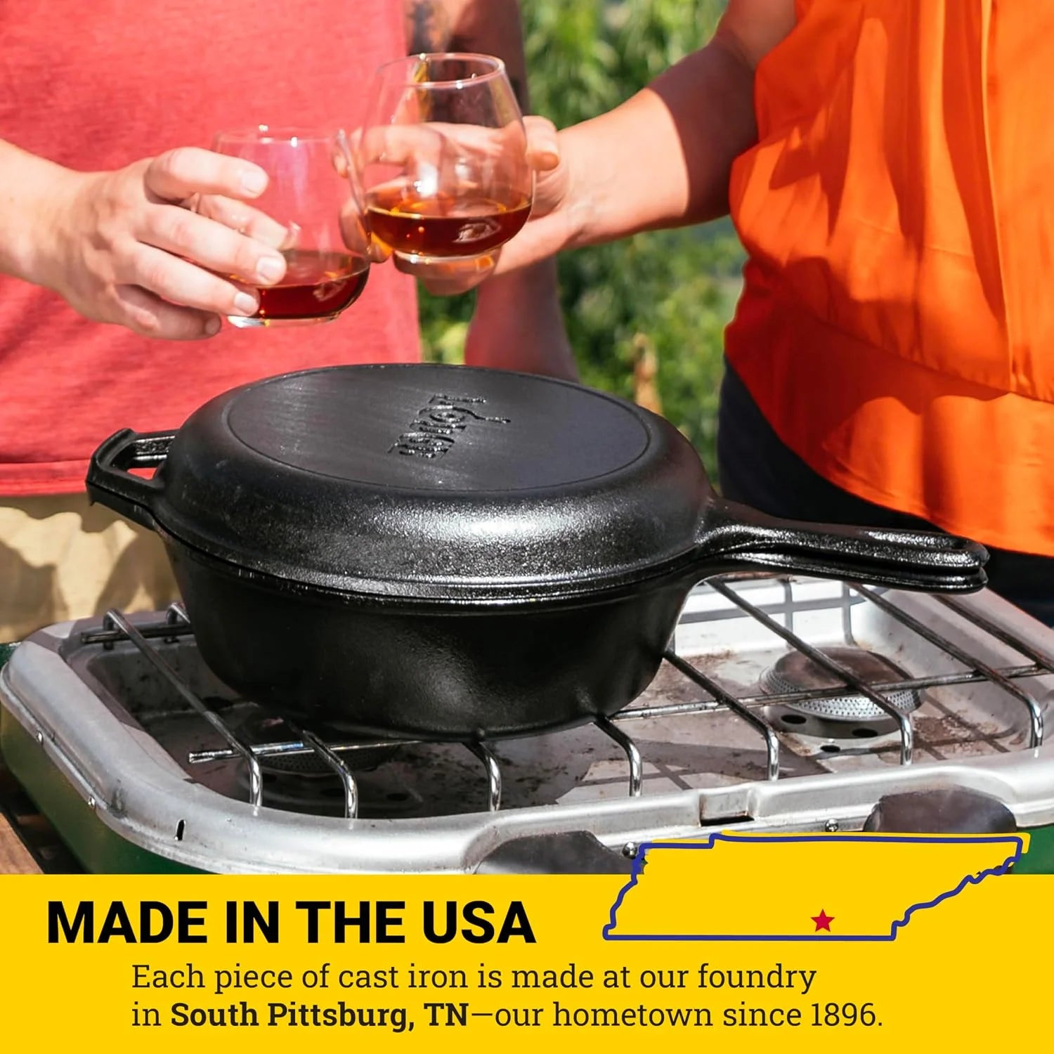 Cast Iron Combo Cooker, PFAS-Free 2-in-1 3.2 Quart Deep Pot and 10.25 Inch Skillet Set - Image 8