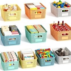 Plastic Storage Baskets Bins for Home Organizing, 10 Pack, Space-Saving Storage Container with Handles bifanuoyard