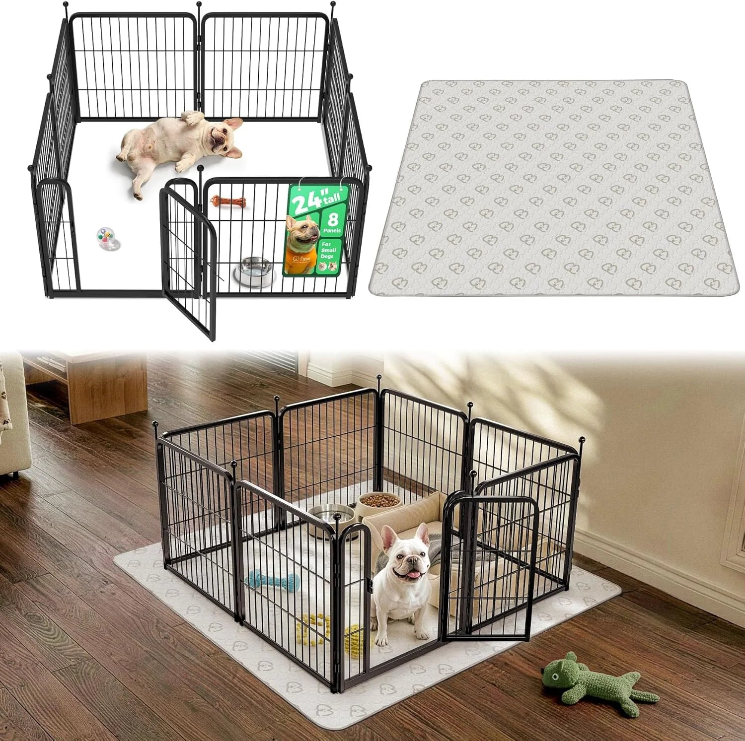 New Arrivals Rollick Dog Playpen, Indoor, 24 H, 8 Panels - Image 34