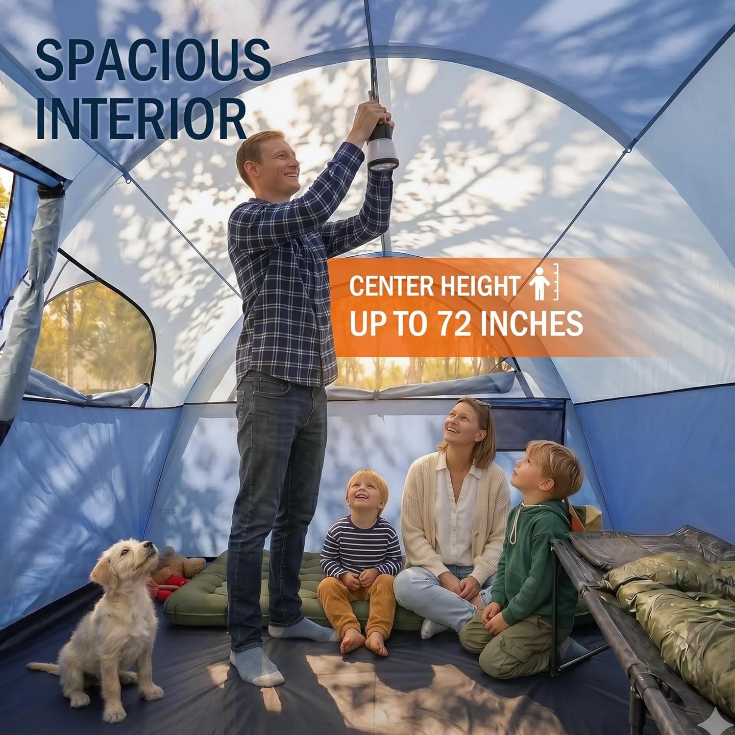 Camping Tent for 8 Person, PU3000MM Waterproof Family Tent with Rainfly, Large Roomy 3 Room Camping Tents - Image 5