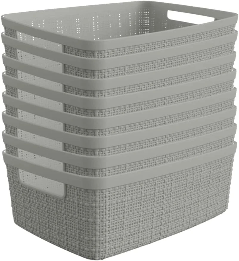 Curver Set of 4 Large Cube 17L Jute Decorative Plastic Organization and Storage Baskets, Perfect Bins for Home bifanuoyard - Image 5