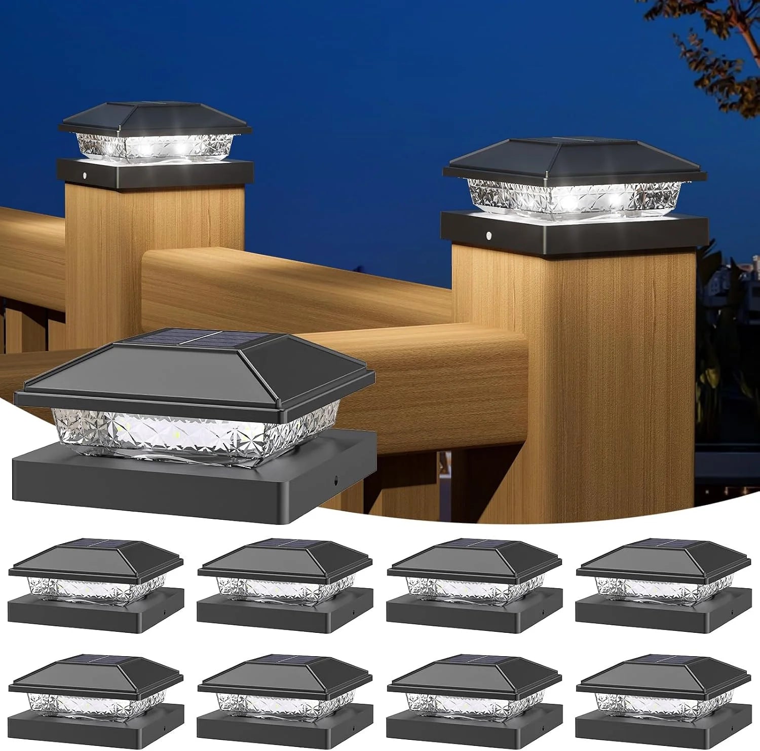 New Arrivals Solar Post Cap Lights, 4x4 Post Solar Light Cool White, White 12 Pack " For Home Projects - Image 9