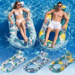 Alternative view of 4 Pack Inflatable Heavy Duty Pool Floats Lounger, Giant Pool Floats Adult Size with Backrest & Footrest bifanuoyard