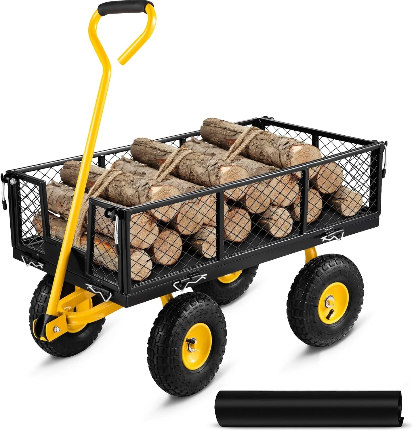 New Arrivals VEVOR 500 LBS Steel Garden Cart with Work Seat, Heavy Duty Garden Wagon Cart on Wheels