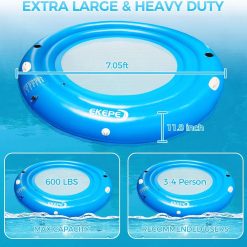 Alternative view of Round Inflatable Water Hammock, 7ft Heavy Duty Tanning Pool Lounger Sunchill Float Ring