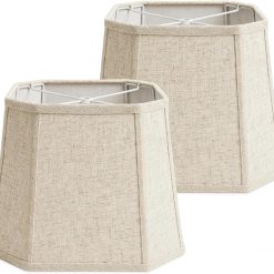 Natural Linen Square Cut Corner Lamp Shades Set of 2 bifanuoyard