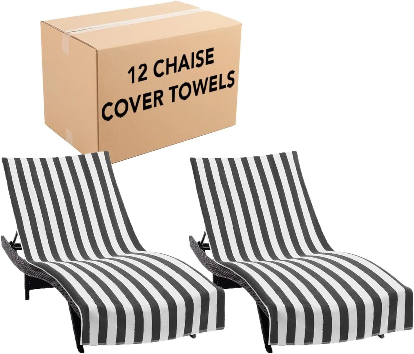 New Arrivals California Chaise Lounge Cover Towel with Pocket – Pack of 2 – Striped 100% Cotton Cabana Cover for Beach Pool – For Home Projects - Image 11