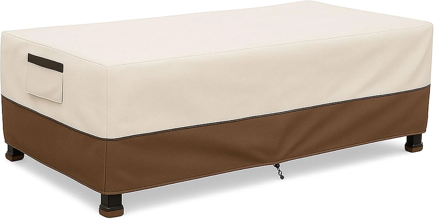 New Arrivals Waterproof Patio Ottoman Cover, Square Outdoor Side Table Furniture Cover with Padded Handles - Image 3