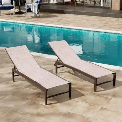 Alternative view of New Arrivals Products Lounge Chair Outdoor Set of 2, Metal Pool Chaise Lounge Chairs, Adjustable Five-Position Tanning