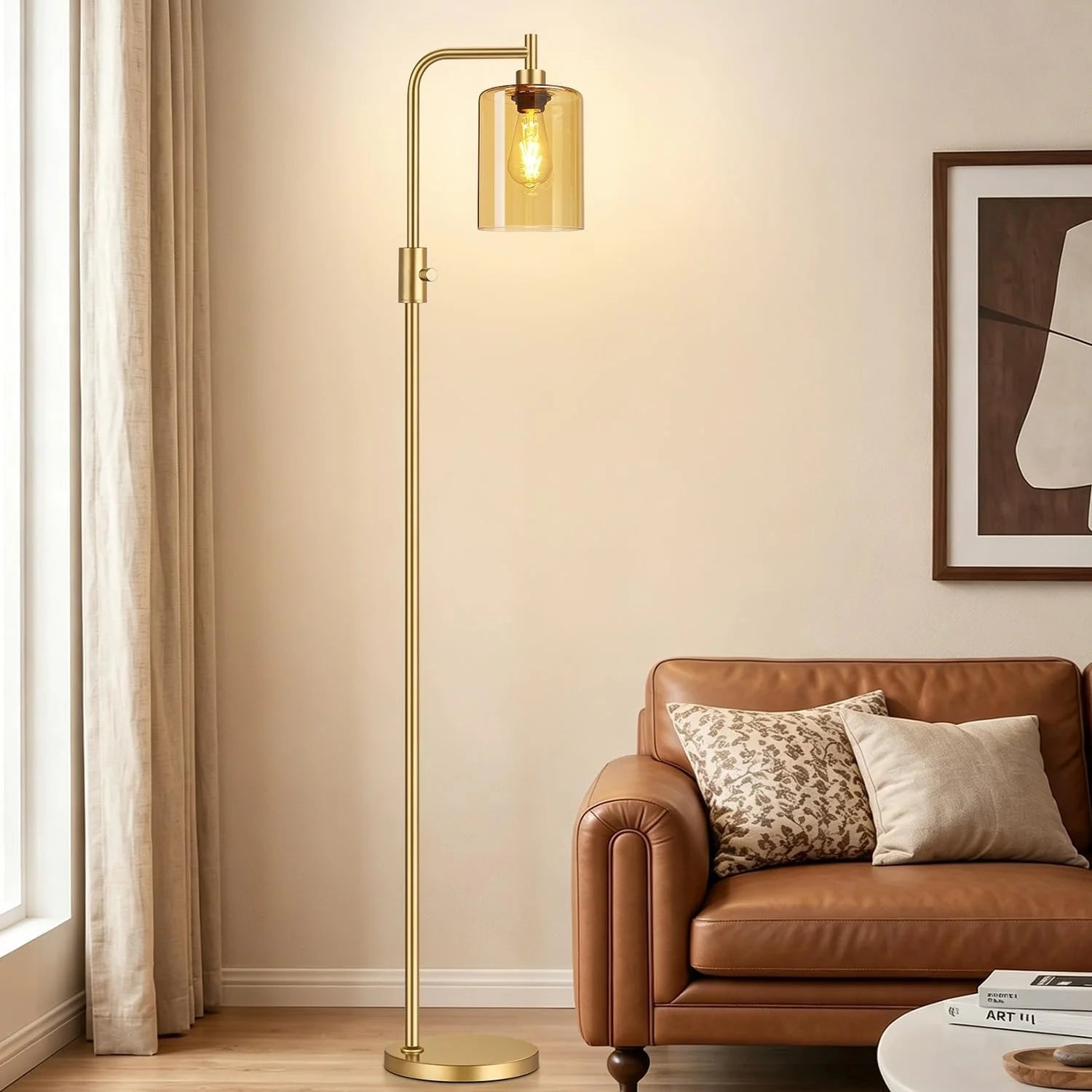 Dimmable Floor Lamp for Living Room with Clear Glass Lampshade, Bulb Included, 900LM, Arc Standing Tall Lamp for Bedroom bifanuoyard - Image 16