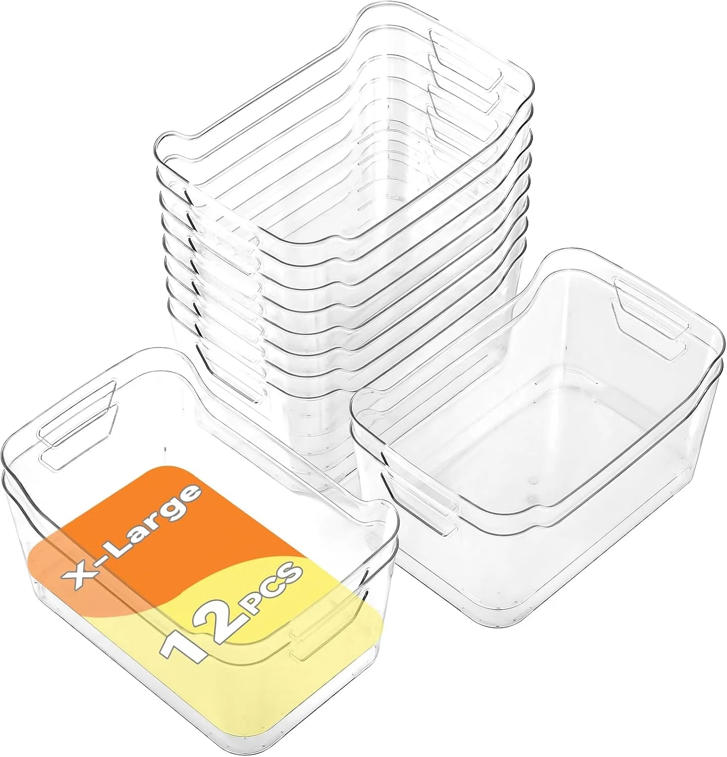 12 Pack Clear Plastic Storage Bins, Pantry Organizers and Storage, Clear Pantry Organizer Bins, Plastic Containers bifanuoyard - Image 5