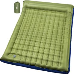 Pretyw Double Sleeping Pad for Camping, 5.5 Ultra-Thick Camping Mattress with Pillow, Built-in Foot Pump bifanuoyard