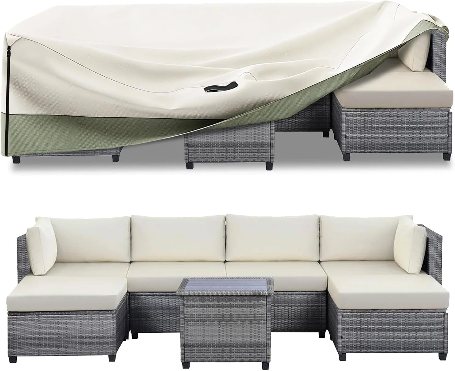 Bitubi Outdoor Waterproof Patio Furniture Covers 4-Piece Set for Swivel Rocker Chairs, Patio 3-Seater Sofa 76in - Image 4