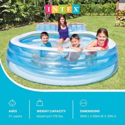 Alternative view of New Arrivals INTEX Swim Center Inflatable Family Lounge Pool: Built-In Bench " Cup Holder " 156 Gallon Capacity " 90 x 86 x 31 " Blue bifanuoyard