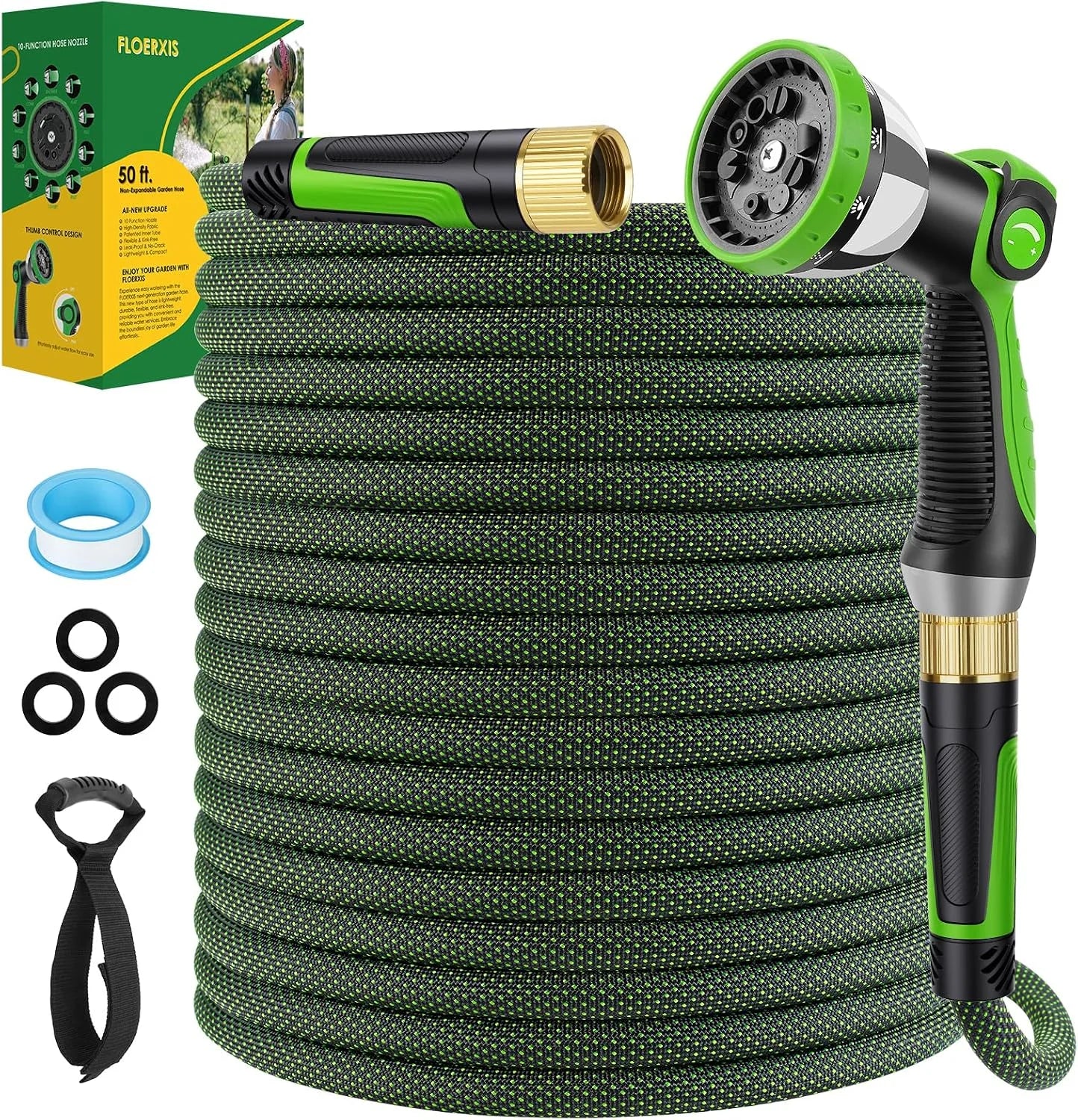 New Arrivals Non-Expandable Garden Hose 100 FT, Lightweight Hose with 10 Function Spray Nozzle, 360° Swivel Connectors - Image 5