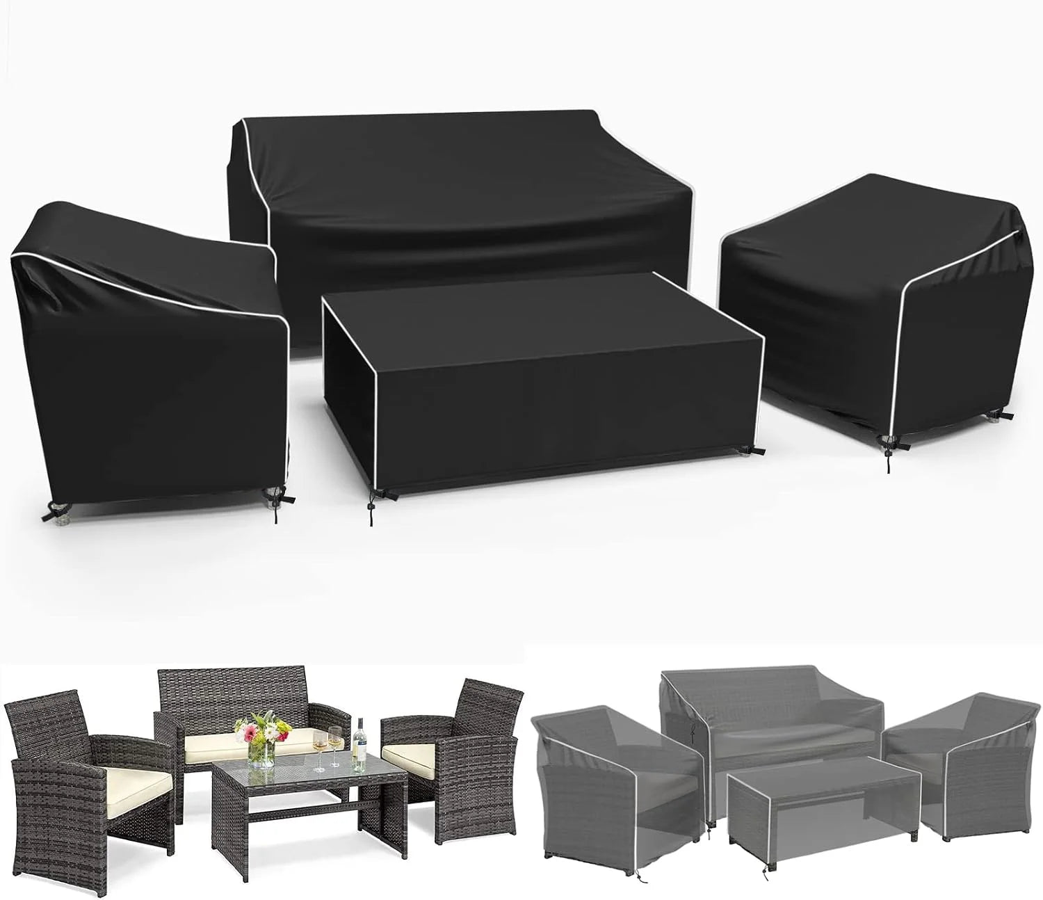 New Arrivals Patio Furniture Cover 4-Piece Set