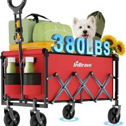 New Arrivals Collapsible Wagon Cart with All-Terrain Wheels, 380LBS Capacity