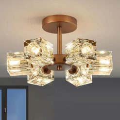 Alternative view of New Arrivals Crystal Semi Flush Ceiling: Dining Room Bathroom Bedroom Chandelier