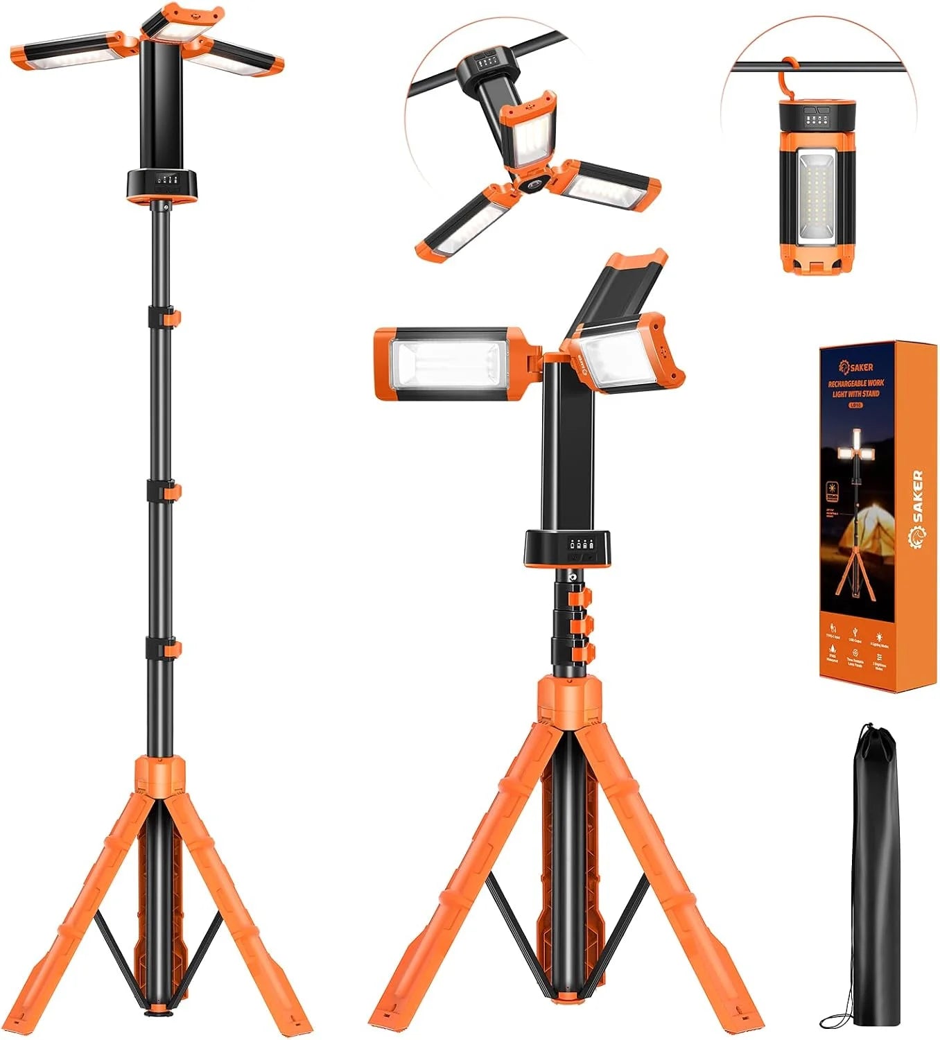 New Arrivals Portable Camping Light with Stand 12000mAh 73.2 Rechargeable Work Light 3200 Lumen Camp Lanterns with Bag - Image 2