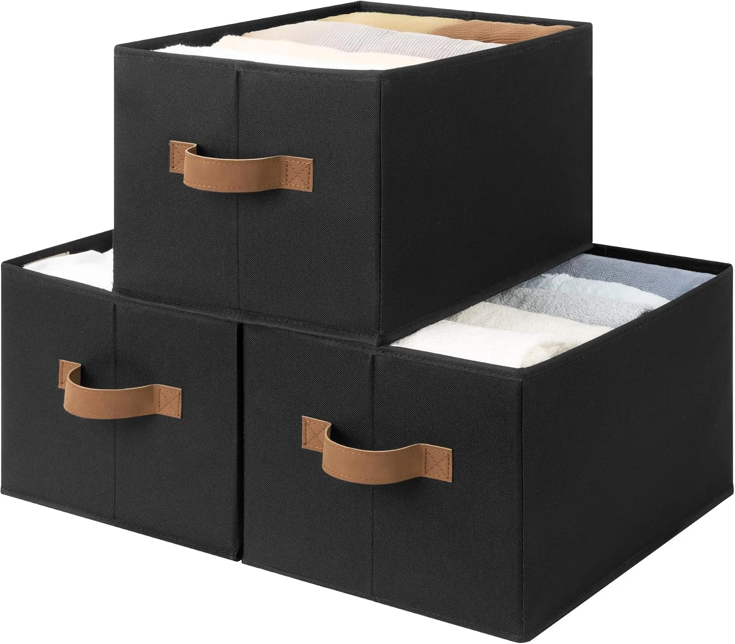 StorageWorks Fabric Storage Bins with Rope Handles, Beige, Extra Large, Collapsible Closet Storage Bins, Closet bifanuoyard - Image 12