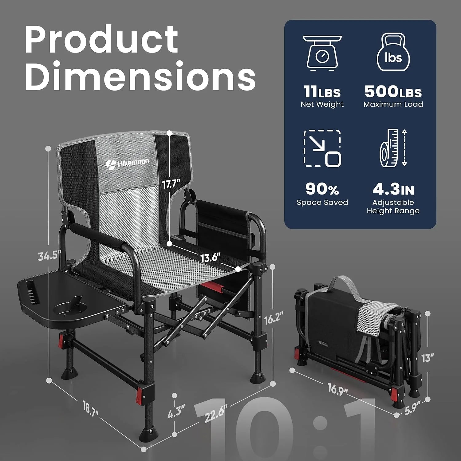 HIKEMOON Folding Camping Director Chairs, Adjustable Height bifanuoyard - Image 3