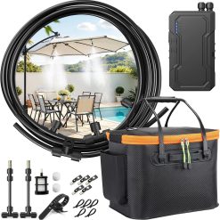 New Arrivals Portable Misting System for Outside Patio, Outdoor Water Cooling Mister with Battery Powered Pump (Max 8Hrs)
