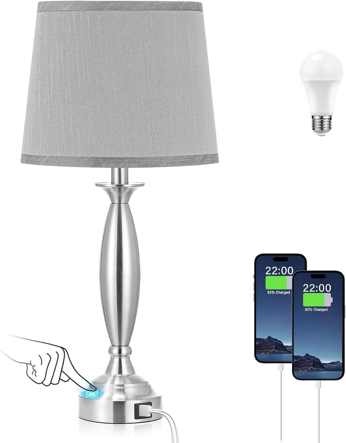 Seealle Touch Bedside Lamps for Nightstand Set of 2, Dimmable, Bulb Included bifanuoyard - Image 12