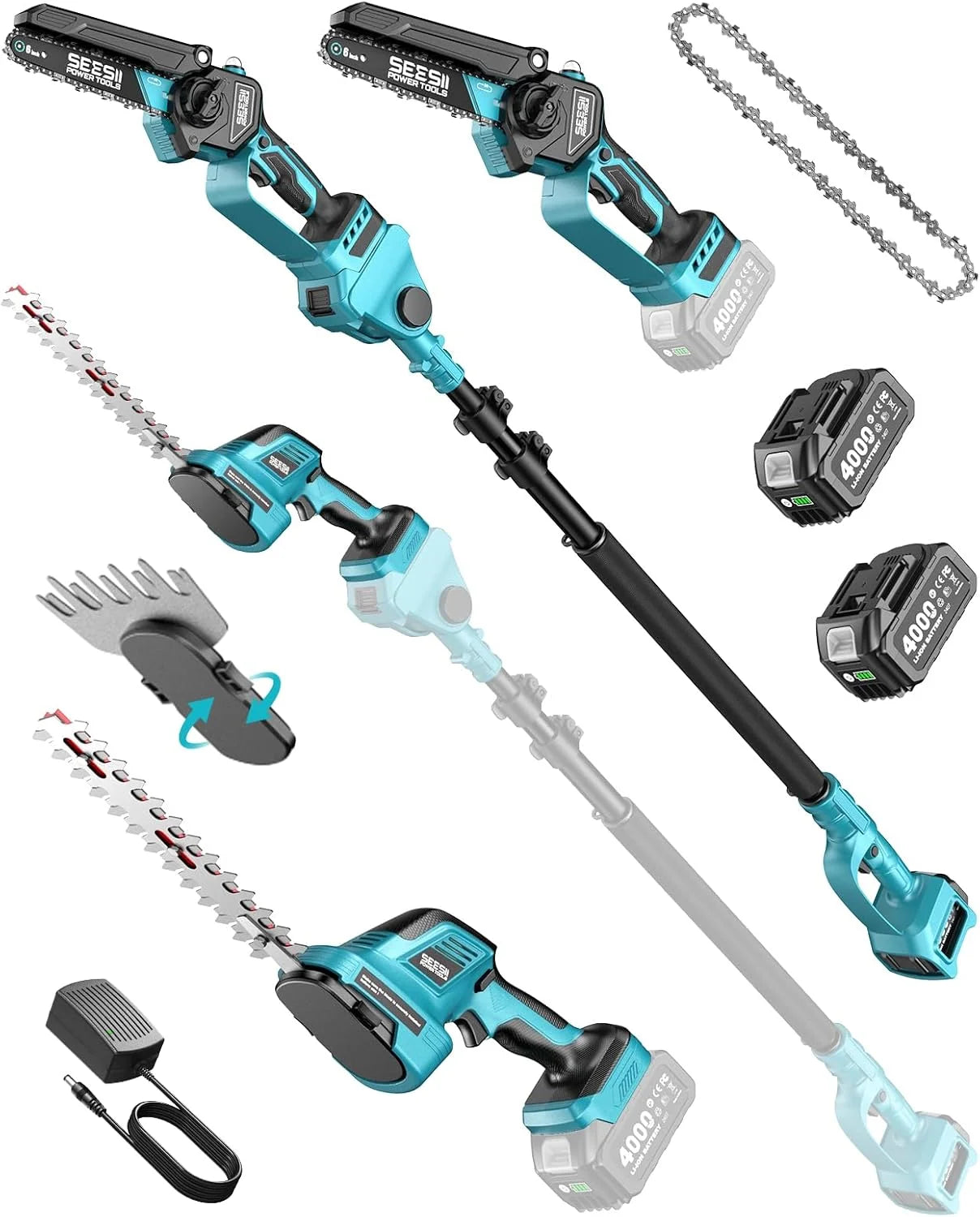 SEESII 4-in-1 Pole Saw & Pruning Shears Combo Kit with Brushless Motor - Image 2