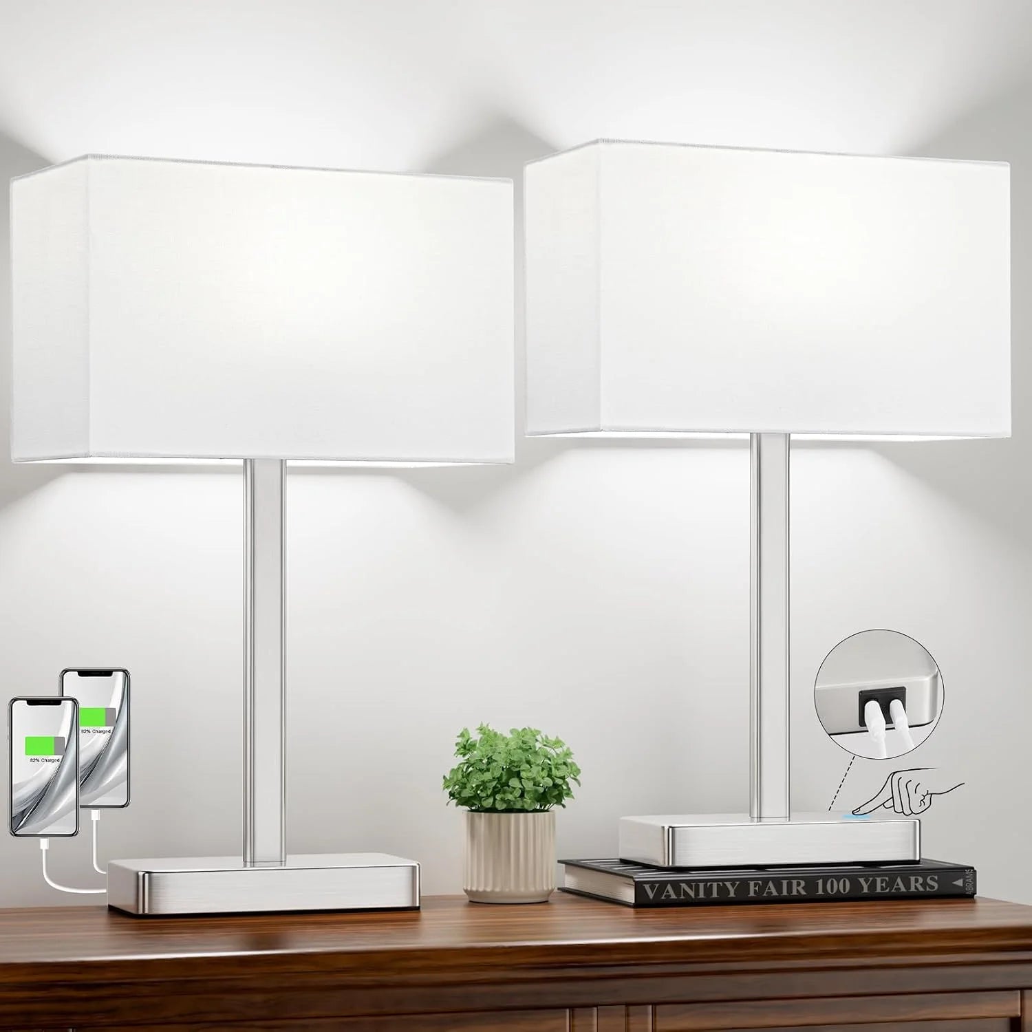 Hong-in Touch Lamps, Dimmable, Grey Modern Table Lamp for Night Stands bifanuoyard - Image 4