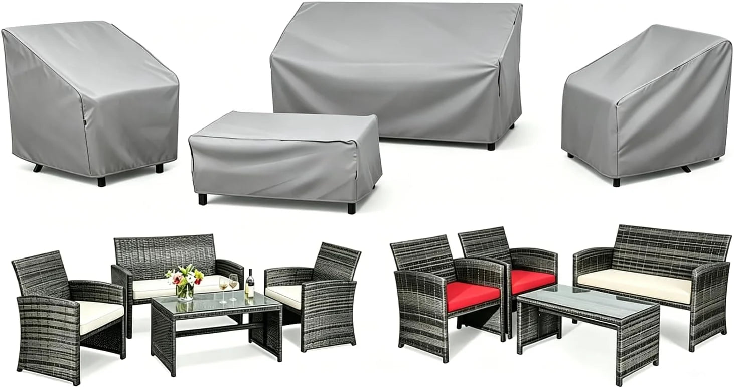New Arrivals STARTWO Patio Furniture Cover 4 Piece Set, Black, Regular