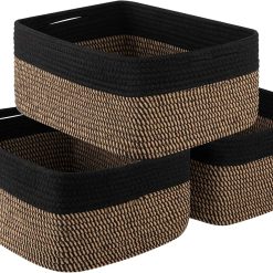 New Arrivals Baskets for Organizing 3 Pack, Woven Baskets for Shelves, Closet Organizer Bins with Handle, Empty Gift