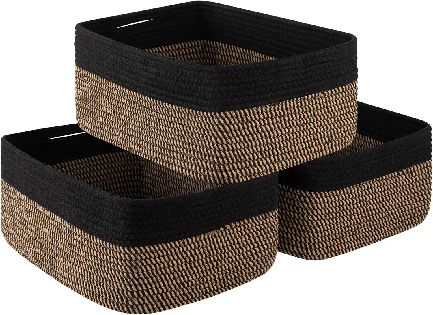 New Arrivals Baskets for Organizing 3 Pack, Woven Baskets for Shelves, Closet Organizer Bins with Handle, Empty Gift