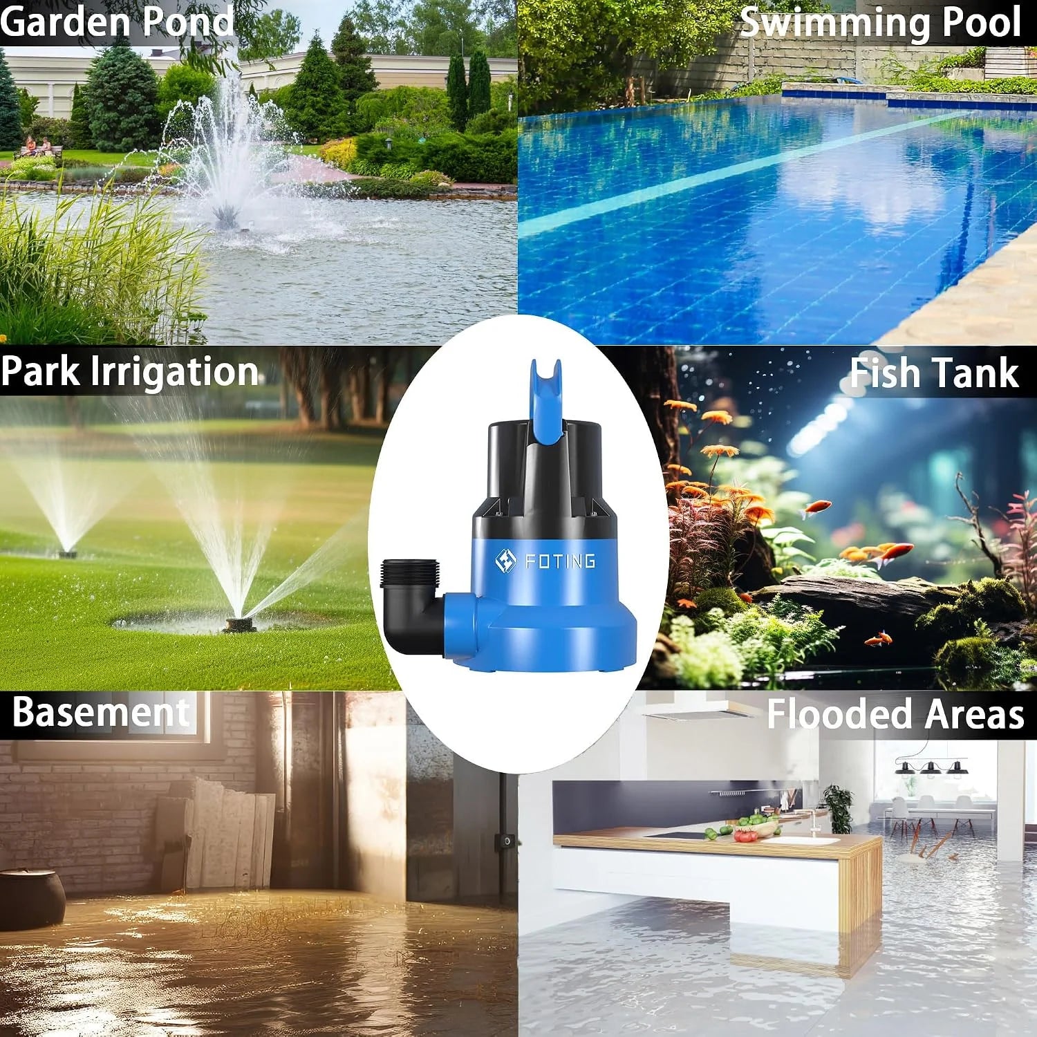New Arrivals 1/2HP Submersible Water Pump with Stainless Steel Base, Removes Water to 0.04 Depth, 2450GPH Portable Sump Pump - Image 7