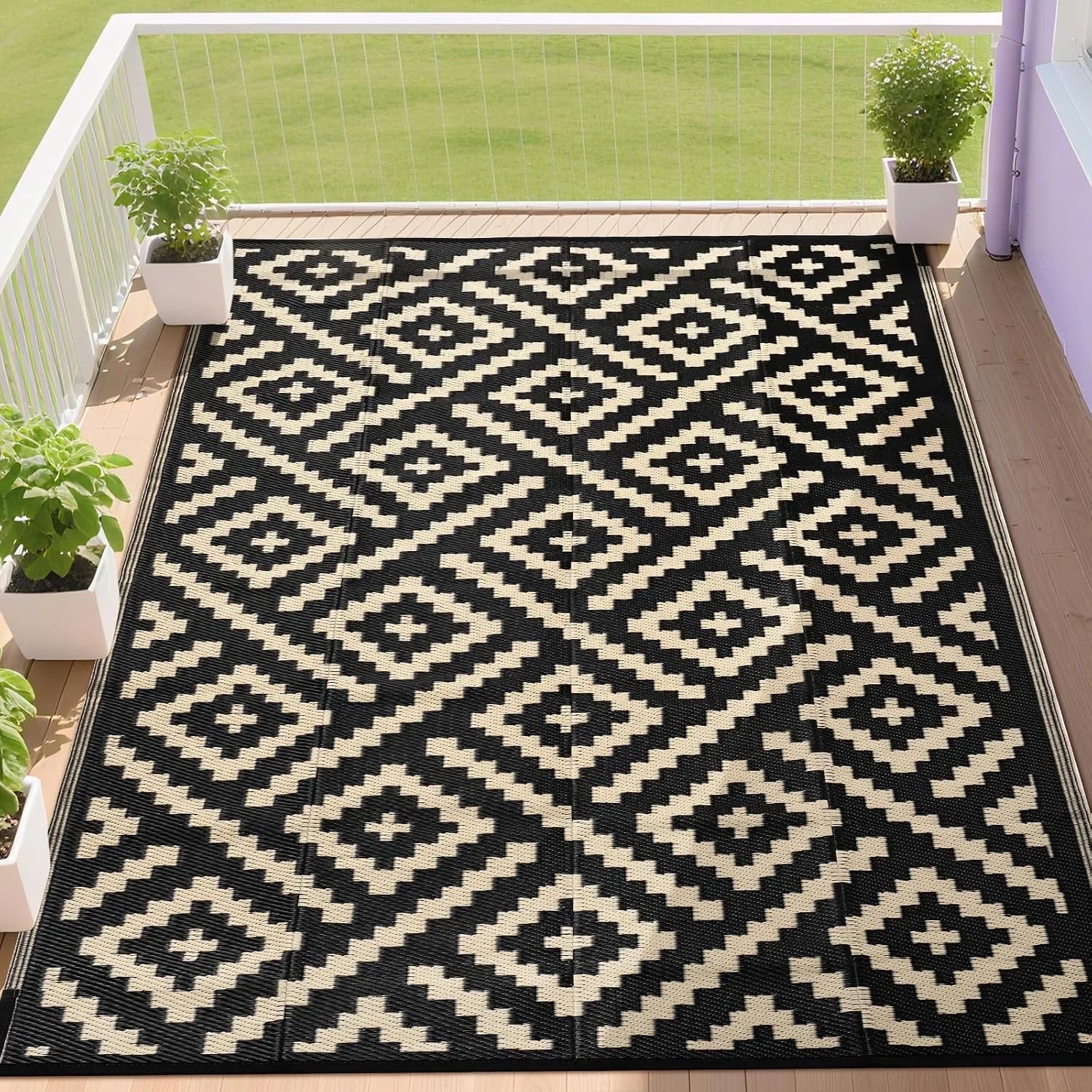 RURALITY Outdoor Rugs 8"x10" Waterproof for Patios Clearance, Plastic Straw Mats for RV bifanuoyard - Image 6
