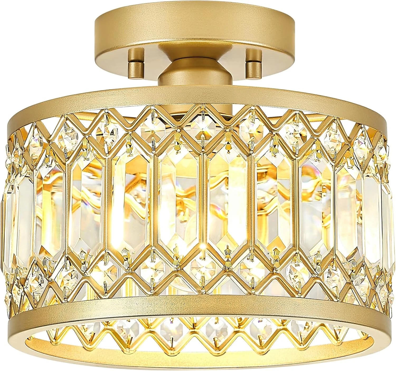 New Arrivals Crystal Black Ceiling Light, Modern Semi Flush Mount Ceiling Lighting Fixture - Image 5