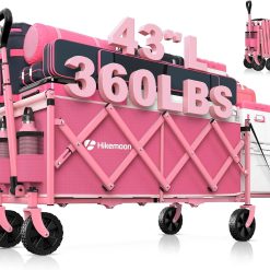 New Arrivals 43” Extra Long Folding Wagon with Extended Tailgate, Black