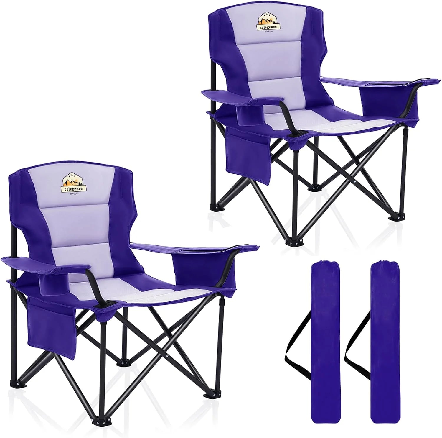 New Arrivals Oversized Heavy Duty Camping Chairs 2 Pack, 450 LBS Support Extra Wide Folding Portable Outdoor Chair - Image 6