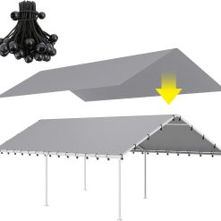 Alternative view of New Arrivals Ft Carport Replacement Canopy Cover Garage Top Tent Shelter Tarp with Free 48 Ball Bungee Cords