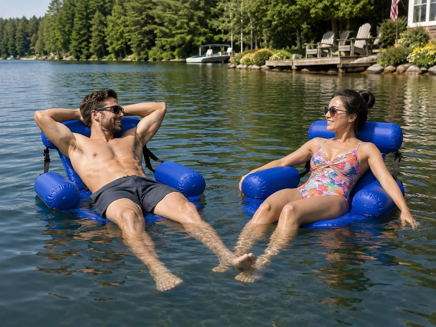 New Arrivals 2-Pack Water Chair Inflatable Pool Float Lounges for Adults, Adjustable Reclining Water Chairs for Pool - Image 2
