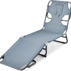Alternative view of Outdoor Lounge Tanning Chair, Foldable Chaise with Multi-Angle Backrest, Portable with Carry Strap, 1-Pack
