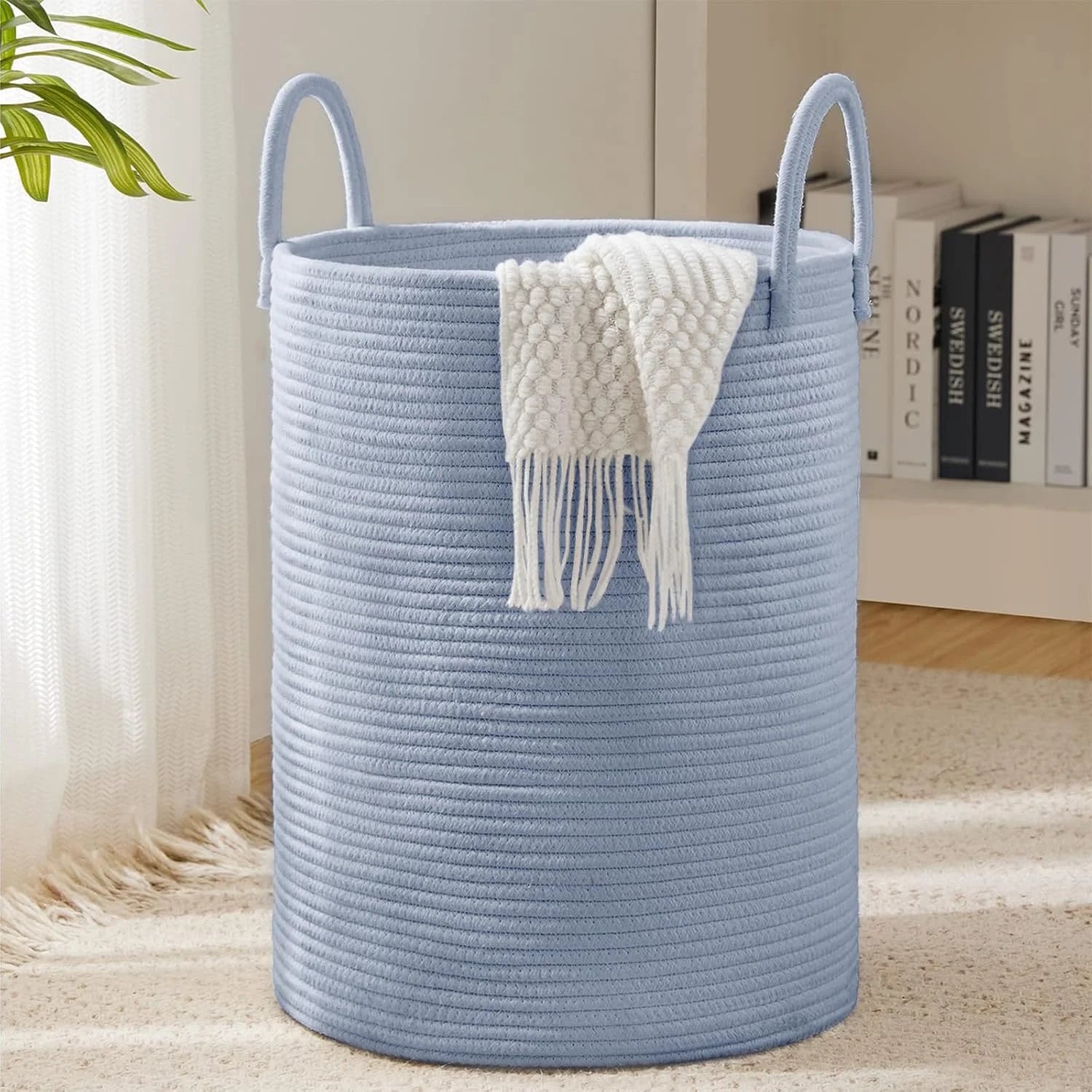YOUDENOVA Jute Rope Laundry Hamper Basket, 58L Blanket Basket for Nursery, Large Woven Laundry Hamper with Sturdy bifanuoyard - Image 14