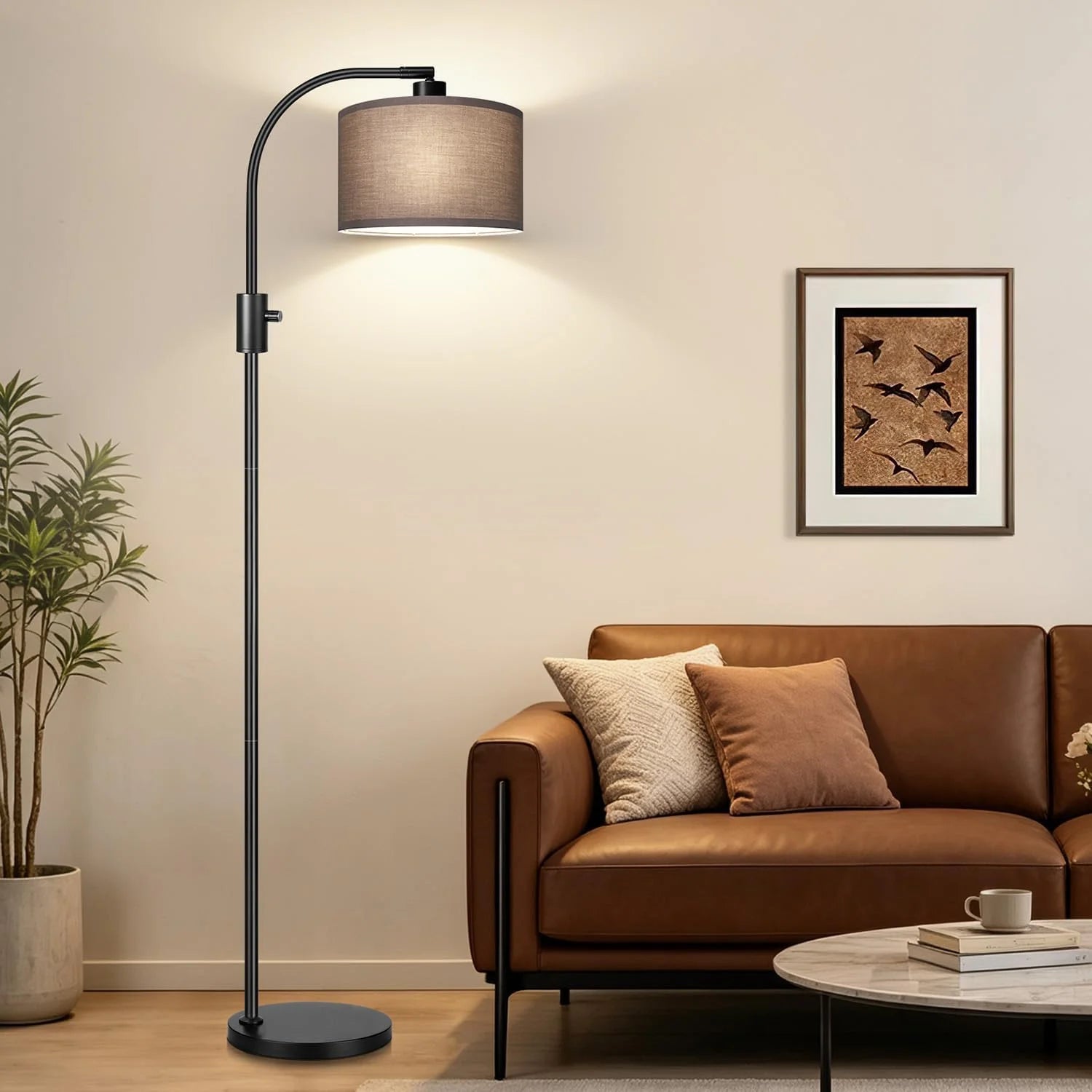 Nintiue Upgraded Modern Arc Dimmable Tall Standing Floor Lamp with Linen Shade, Bulb Included bifanuoyard - Image 2