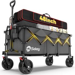 Sekey 48鈥滾 Collapsible Foldable Extended Wagon with 660lbs Weight Capacity