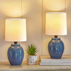 EJIAXIN Table Lamps Set of 2-13.5 Small Boho Lamp, Farmhouse Rustic Ceramic Table Lamp for Bedroom bifanuoyard